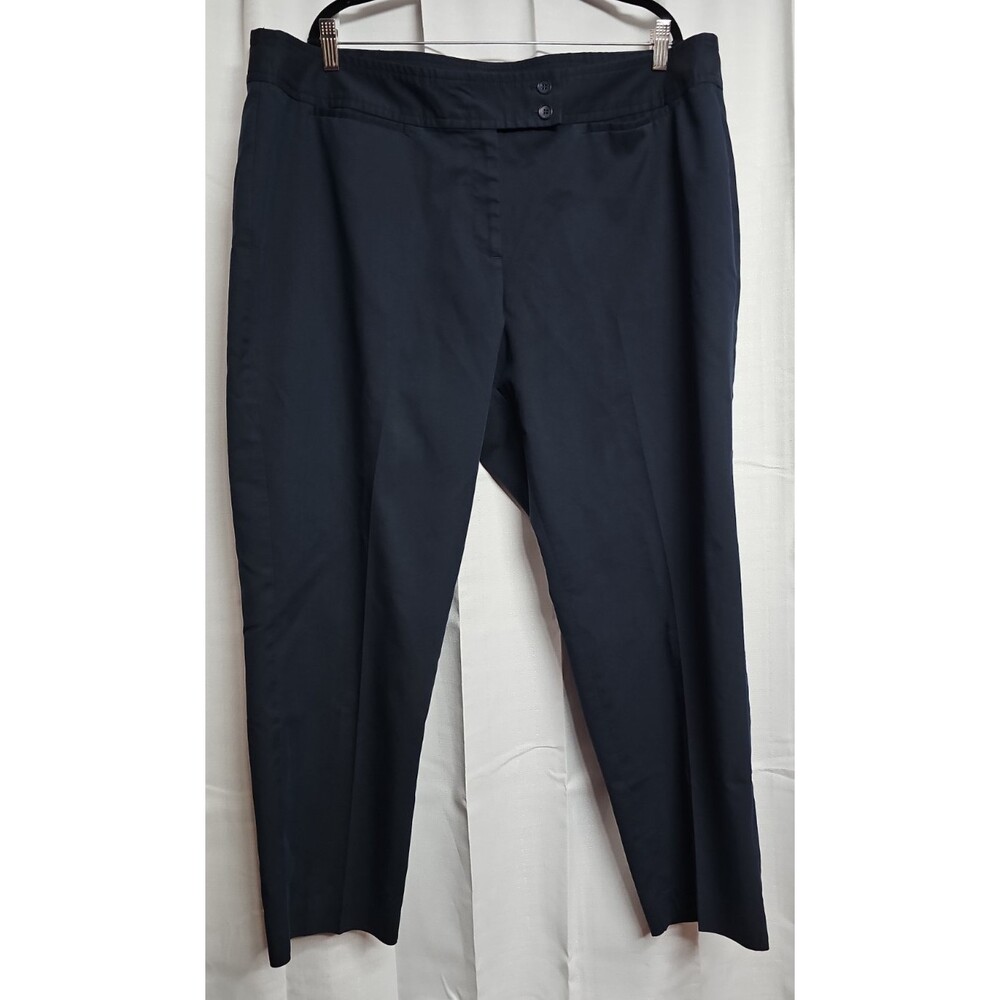 TALBOTS Heritage Plus Size 20W Dress Pants Button Flat Front Navy Blue